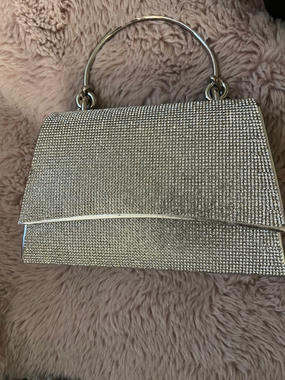 Aldo Silver Rhinestone Top-Handle Clutch